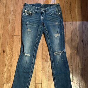 Vigoss Chelsea Boyfriend Jeans Size 1/2 Juniors Womens Medium Wash Blue Heritage